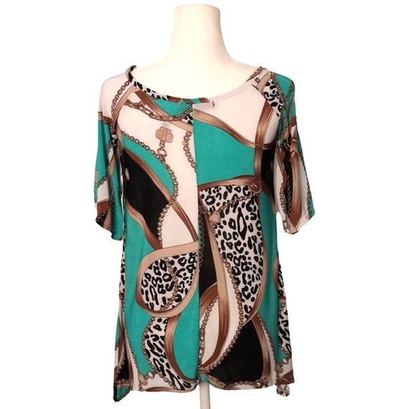 Basix of America Don't Miss Out Blouse Cold Shoulder Rhinestones Top Womens Size - Picture 6 of 10